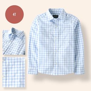The Children’s Place Boys Light Blue Gingham Button-Down Long Sleeve Shirt